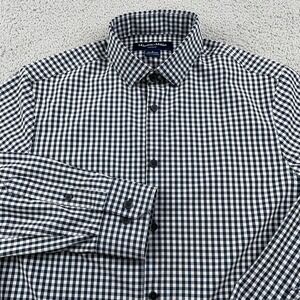 Mizzen+Main Shirt Mens Small Blue Gingham Leeward Trim No Tuck Performance
